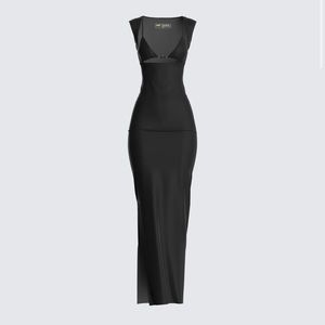 Jett Black Knit Cut Out Maxi Dress Finesse